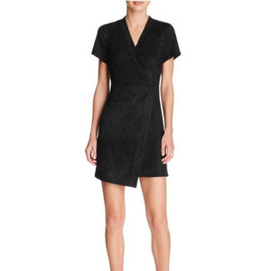 Aqua Faux Suede Wrap Dress